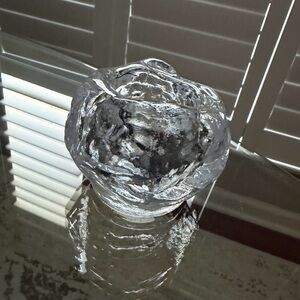 Vintage Kosta Boda crystal snowball tea light holder